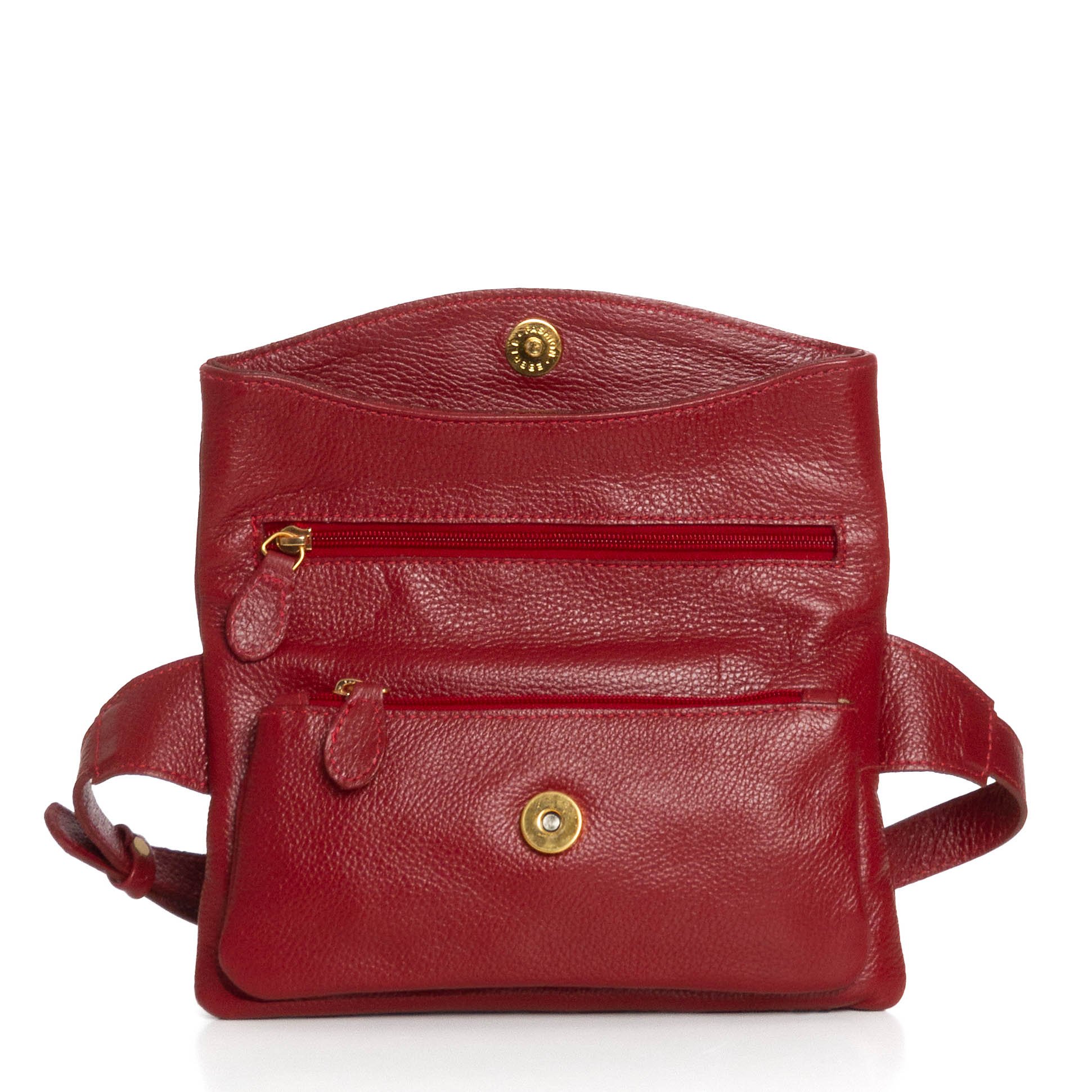 Bolsa Pochete Em Couro Com Divisórias Amy - Vermelho Vermelho 4