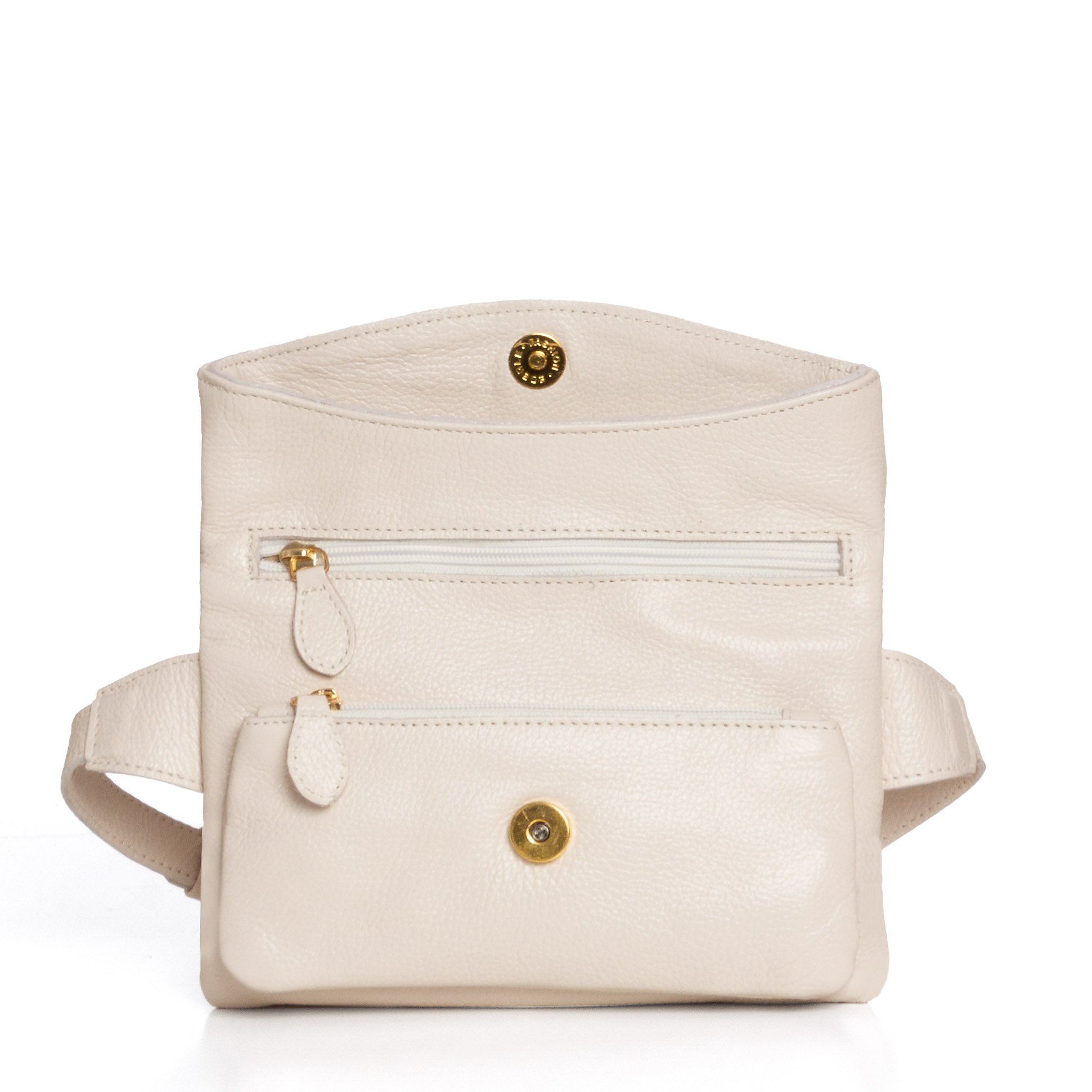 Bolsa Pochete Em Couro Com Divisórias Amy - Creme Branco 2