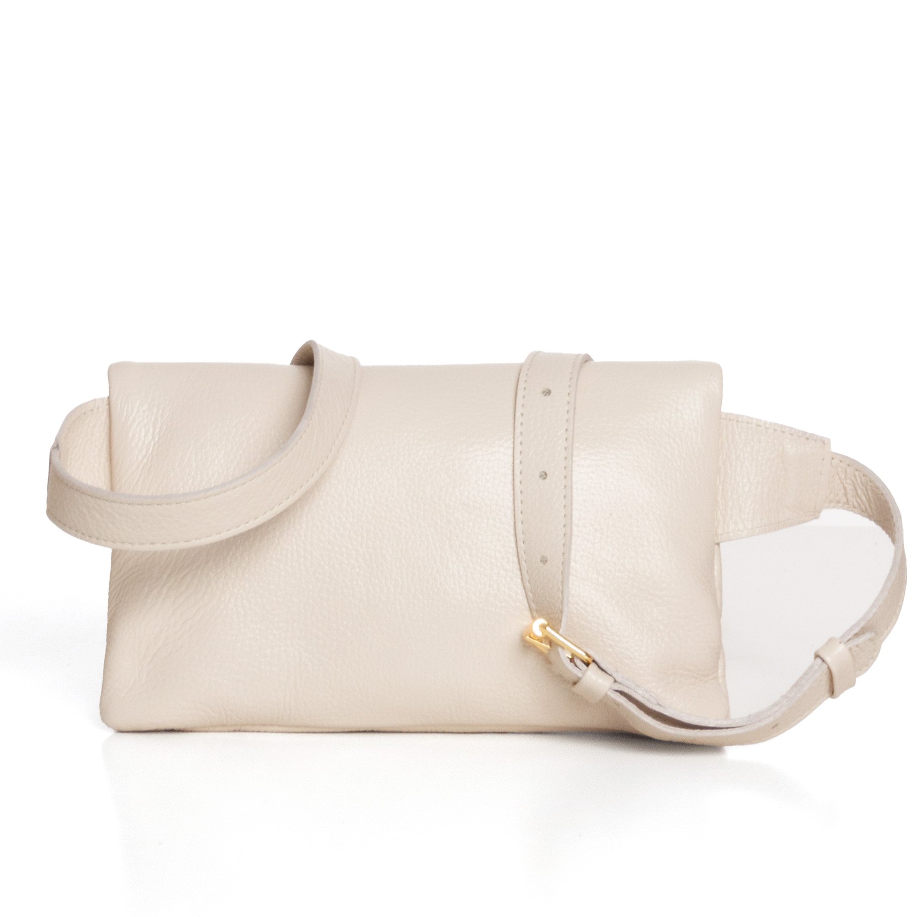 Bolsa Pochete Em Couro Com Divisórias Amy - Creme Branco 4