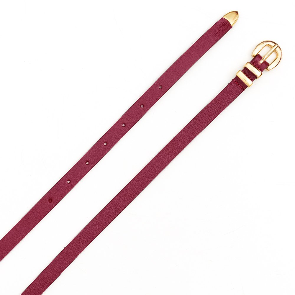 Cinto Em Couro Fininho Dully - Vermelho Vermelho 2