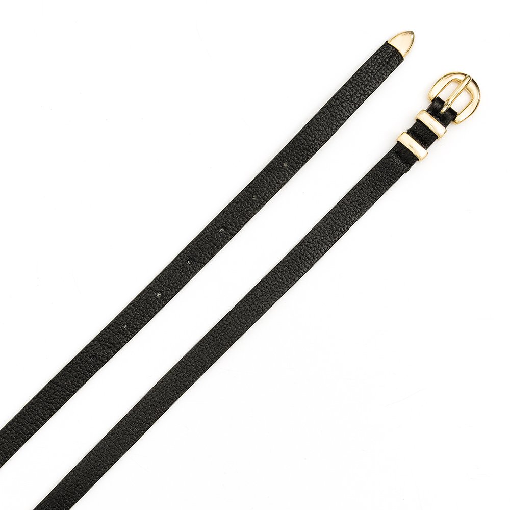 Cinto Em Couro Fininho Dully - Preto Preto 2