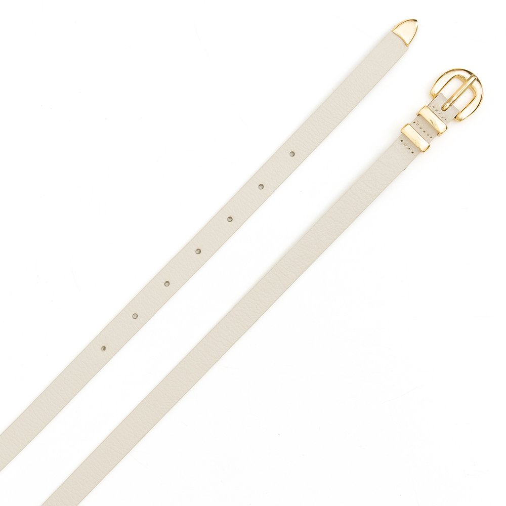 Cinto Em Couro Fininho Dully - Creme Branco 2