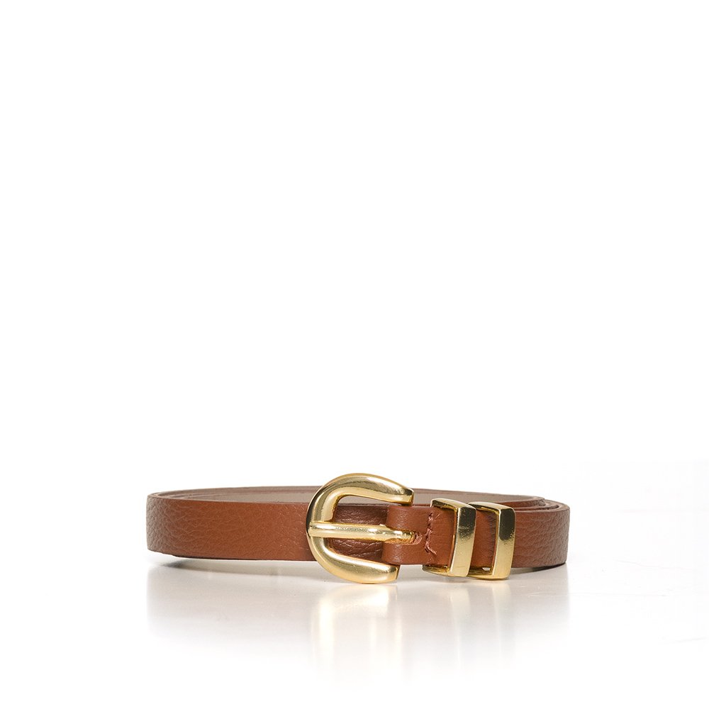 Cinto Em Couro Fininho Dully - Caramelo Marrom 1