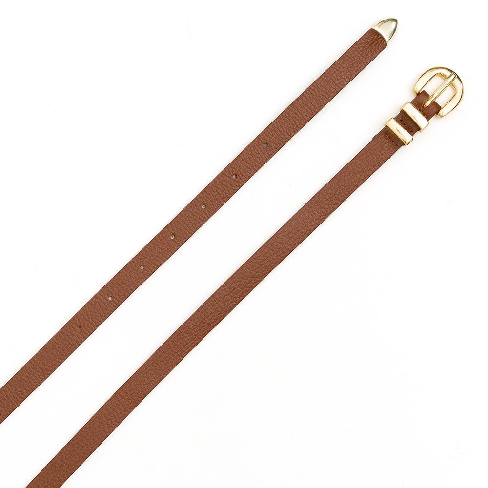 Cinto Em Couro Fininho Dully - Caramelo Marrom 2