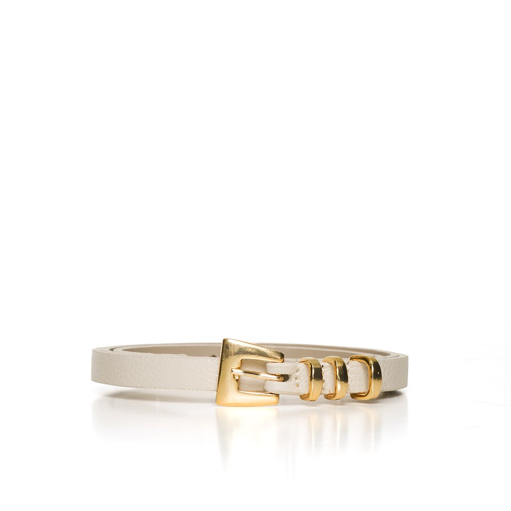 Cinto Em Couro Fininho Triby - Offwhite Branco 1