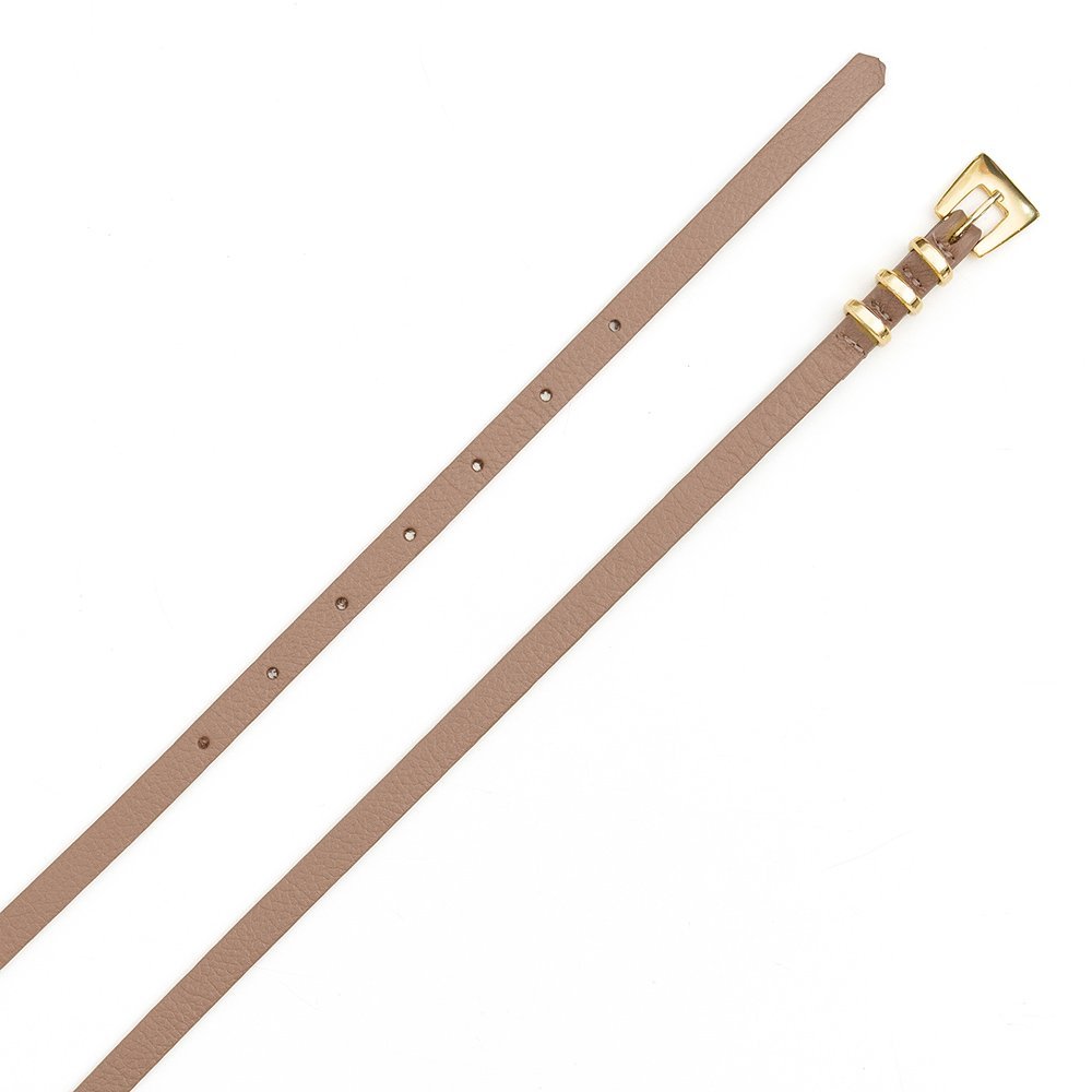 Cinto Em Couro Fininho Triby - Nude Bege 2