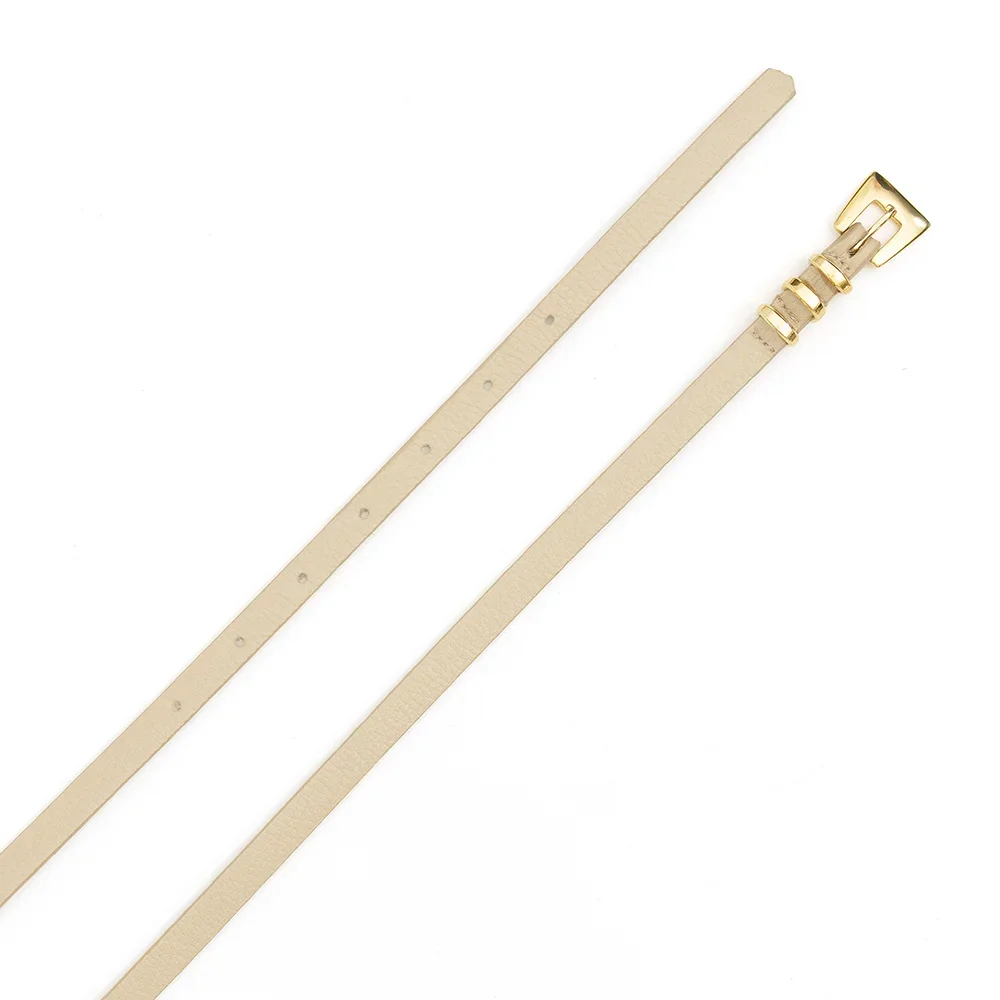 Cinto Em Couro Fininho Triby - Amarelo Branco 2