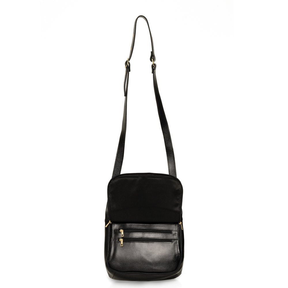 Bolsa Transversal Em Couro Moriza Preto Preto 4