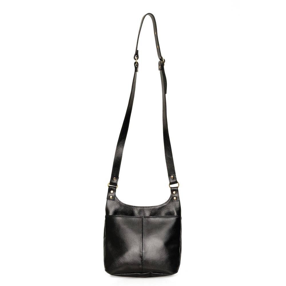 Bolsa Transversal Em Couro Moriza Preto Preto 5