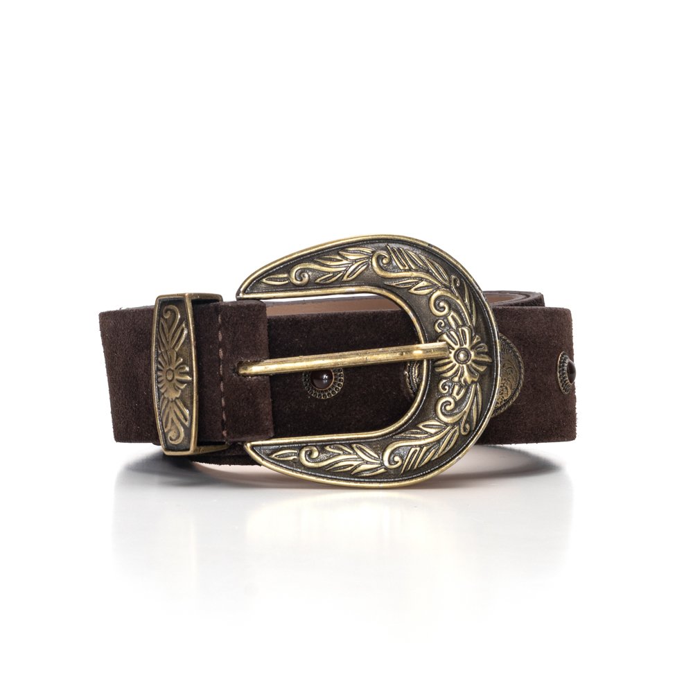 CÓPIA - Cinto Confeccionado Em camurça E Detalhes Em Resina Naui Café Marrom 1