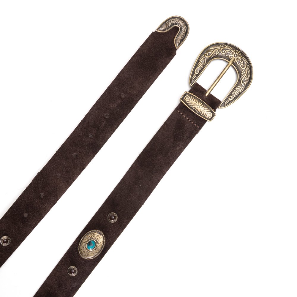 CÓPIA - Cinto Confeccionado Em camurça E Detalhes Em Resina Naui Café Marrom 2