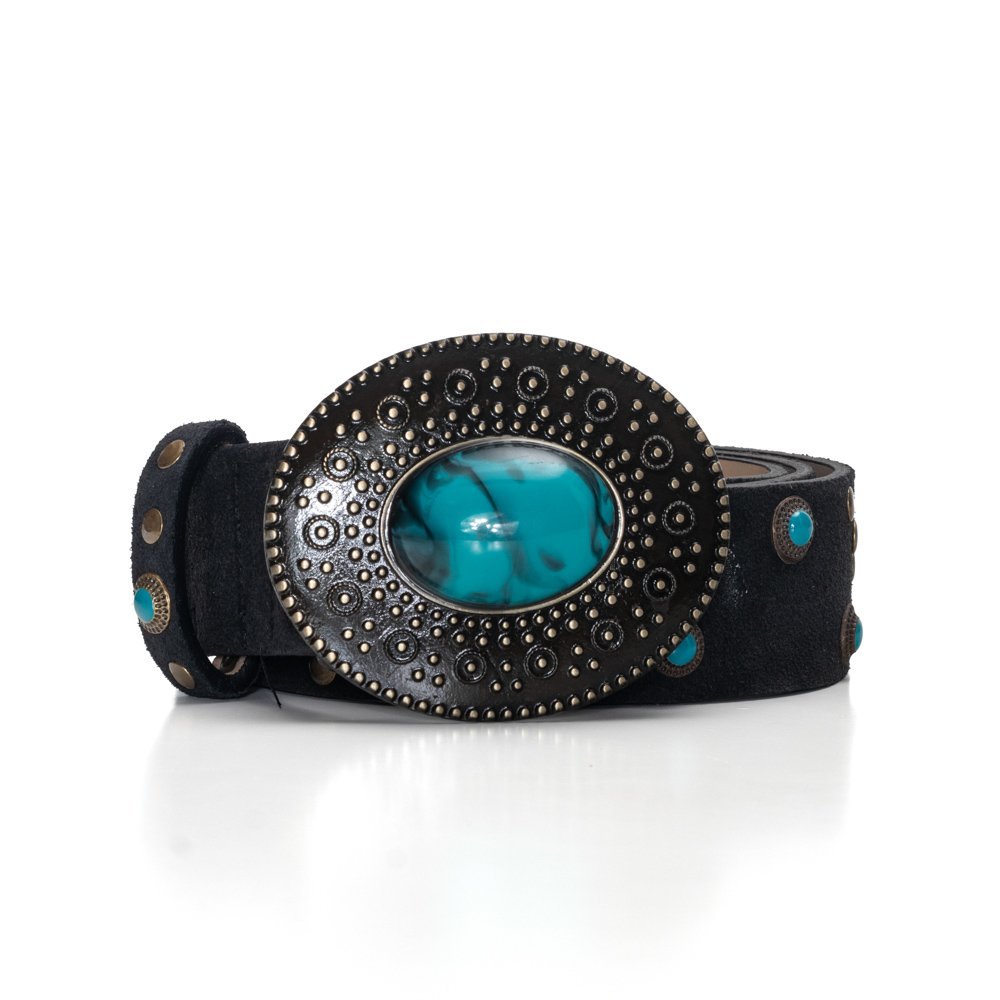 Cinto Em Camurça Fivela Oval Max Preto