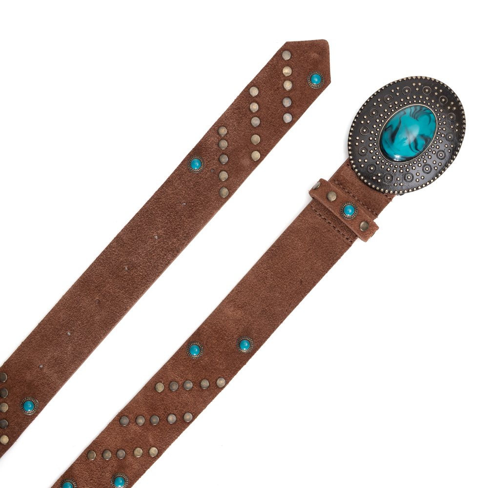Cinto Em Camurça Fivela Oval Max Chocolate Marrom 2