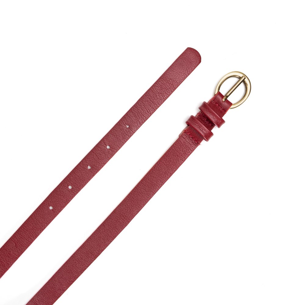 Cinto Confeccionado em Couro Tira Fina Linno - Vermelho Vermelho 2