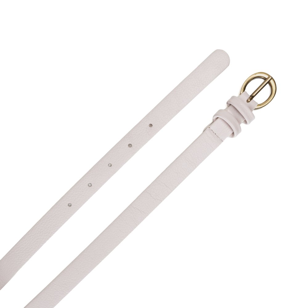 Cinto Confeccionado em Couro Tira Fina Linno - Creme Branco 2