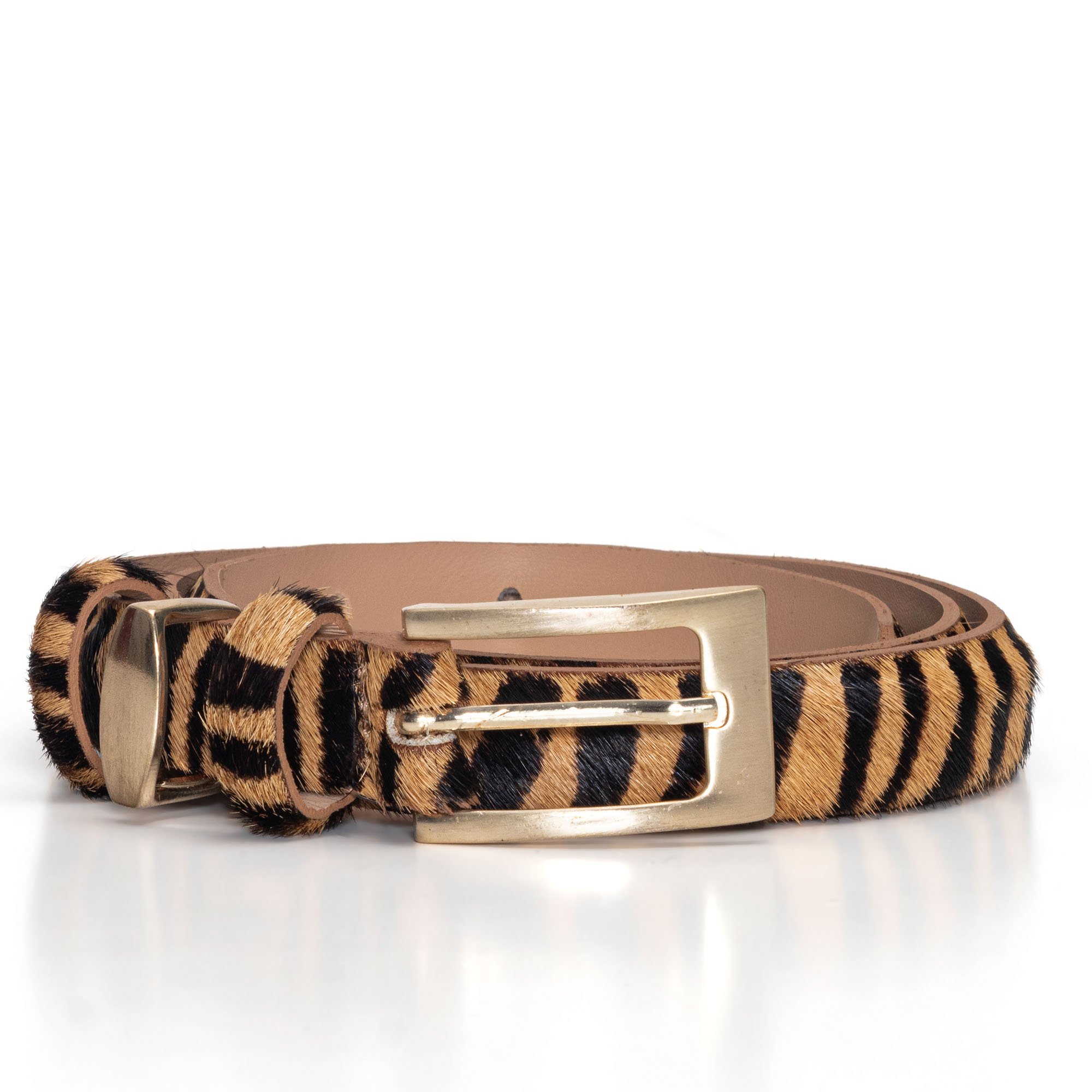 Cinto Couro Pelo Abaulado com Estampa Animal Print Ranch OV Zebra Zebra 1