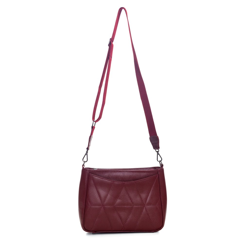 Bolsa Em Couro E Alça De Cadarço Lozana Vinho Vinho 2