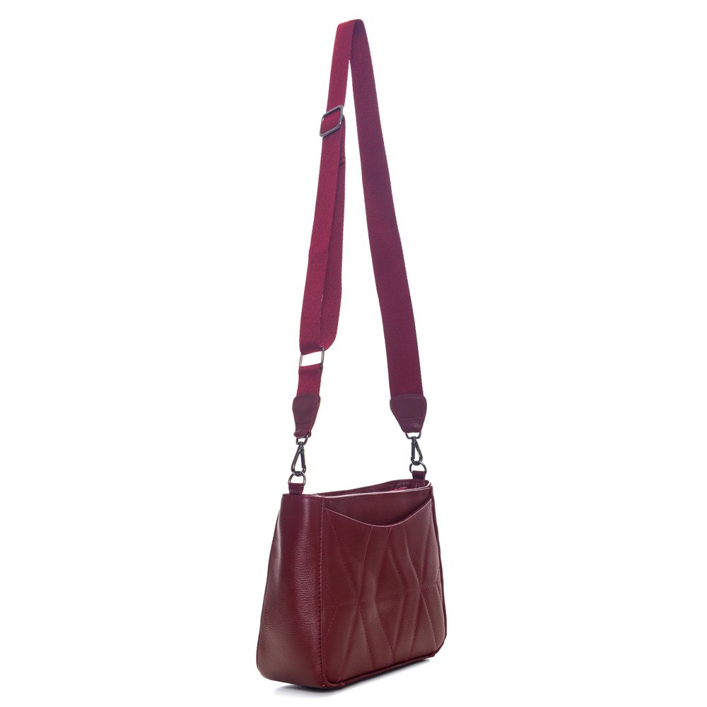 Bolsa Em Couro E Alça De Cadarço Lozana Vinho Vinho 3