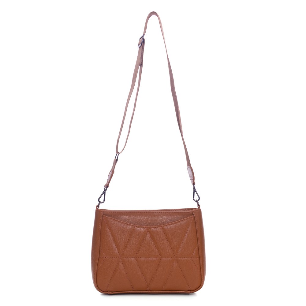 Bolsa Em Couro E Alça De Cadarço Lozana Castor Caramelo 2