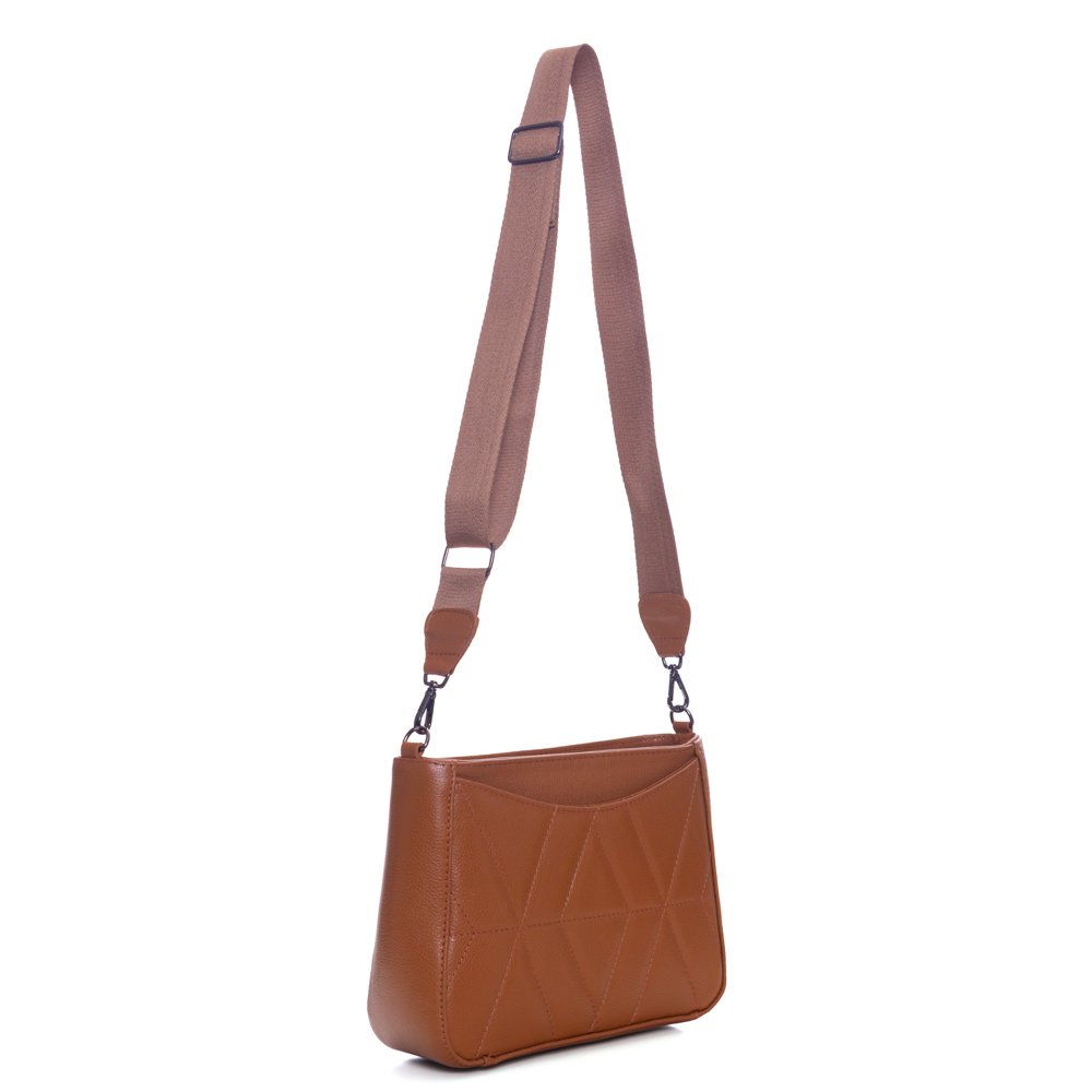 Bolsa Em Couro E Alça De Cadarço Lozana Castor Caramelo 3
