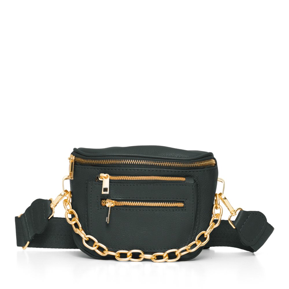 Bolsa Pochete Em Couro Nina Militar