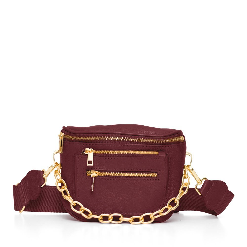 Bolsa Pochete Em Couro Nina Vinho