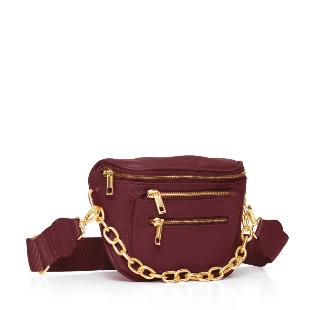 Bolsa Pochete Em Couro Nina Vinho Vinho 2