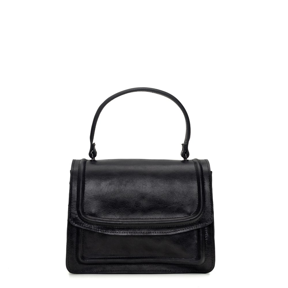 Bolsa Em Couro Rústico Estruturada Com Alça Tiracolo Removível Kaela Preto Preto 2
