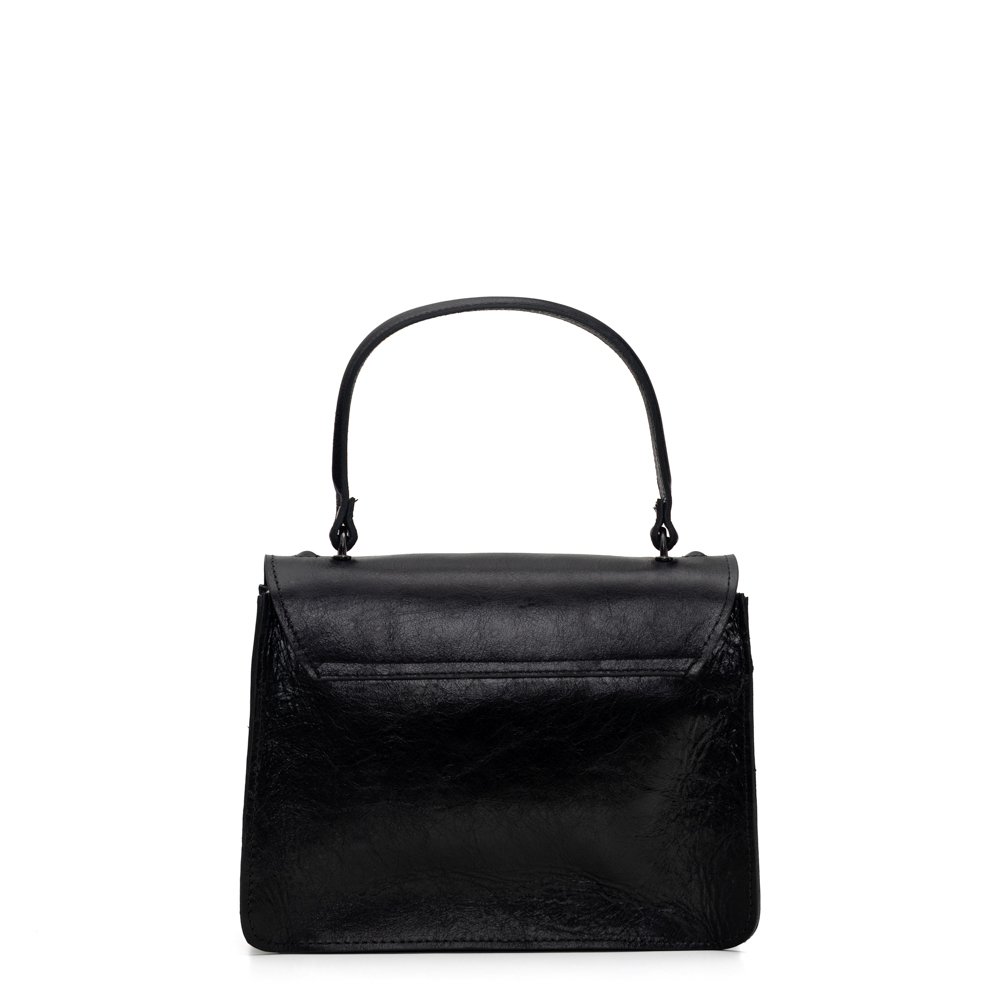 Bolsa Em Couro Rústico Estruturada Com Alça Tiracolo Removível Kaela Preto Preto 4
