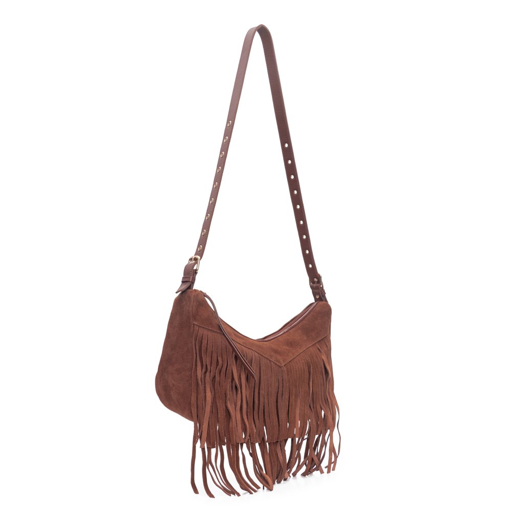 Bolsa Em Couro E Camurça De Franjas Fran Caramelo Caramelo 2