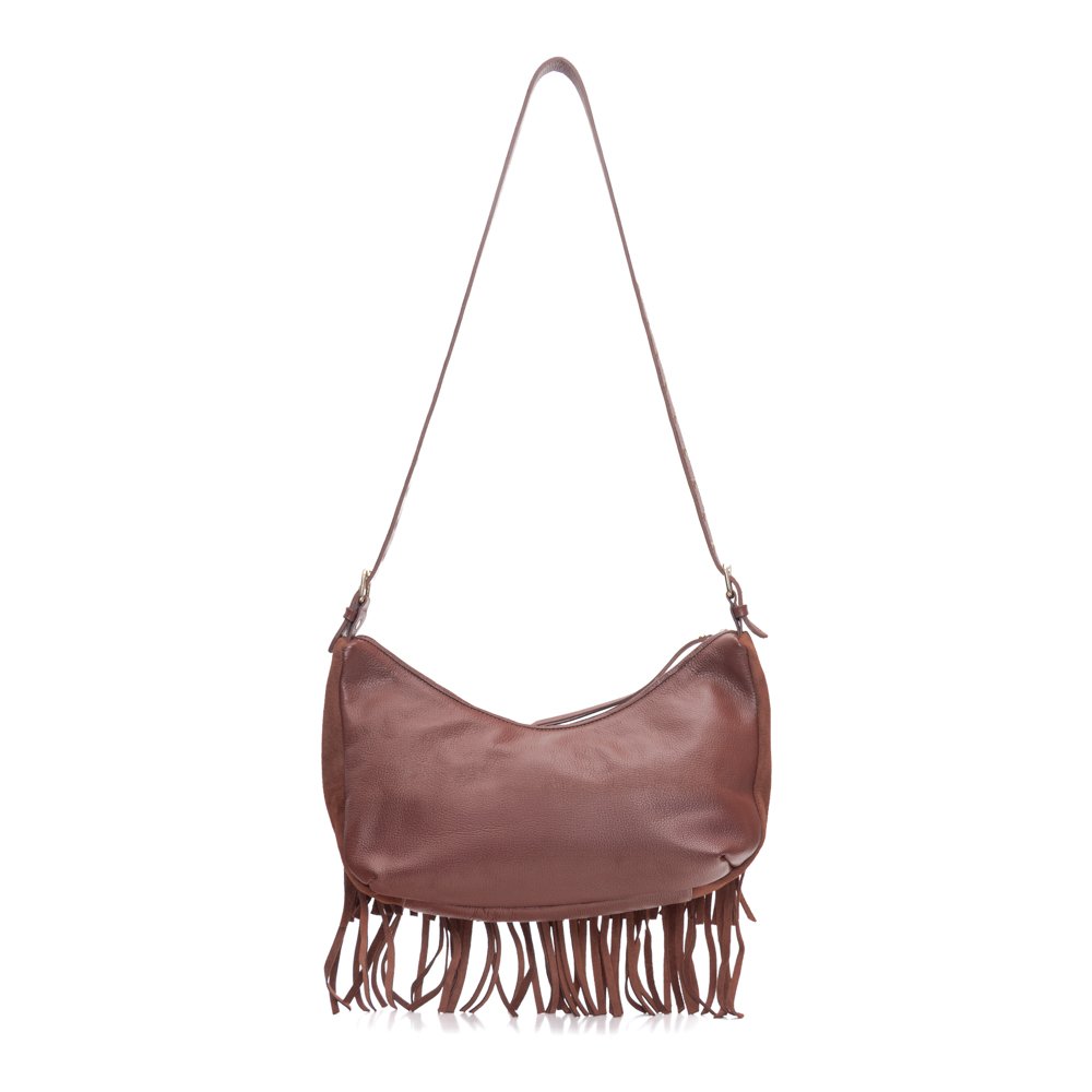 Bolsa Em Couro E Camurça De Franjas Fran Caramelo Caramelo 3