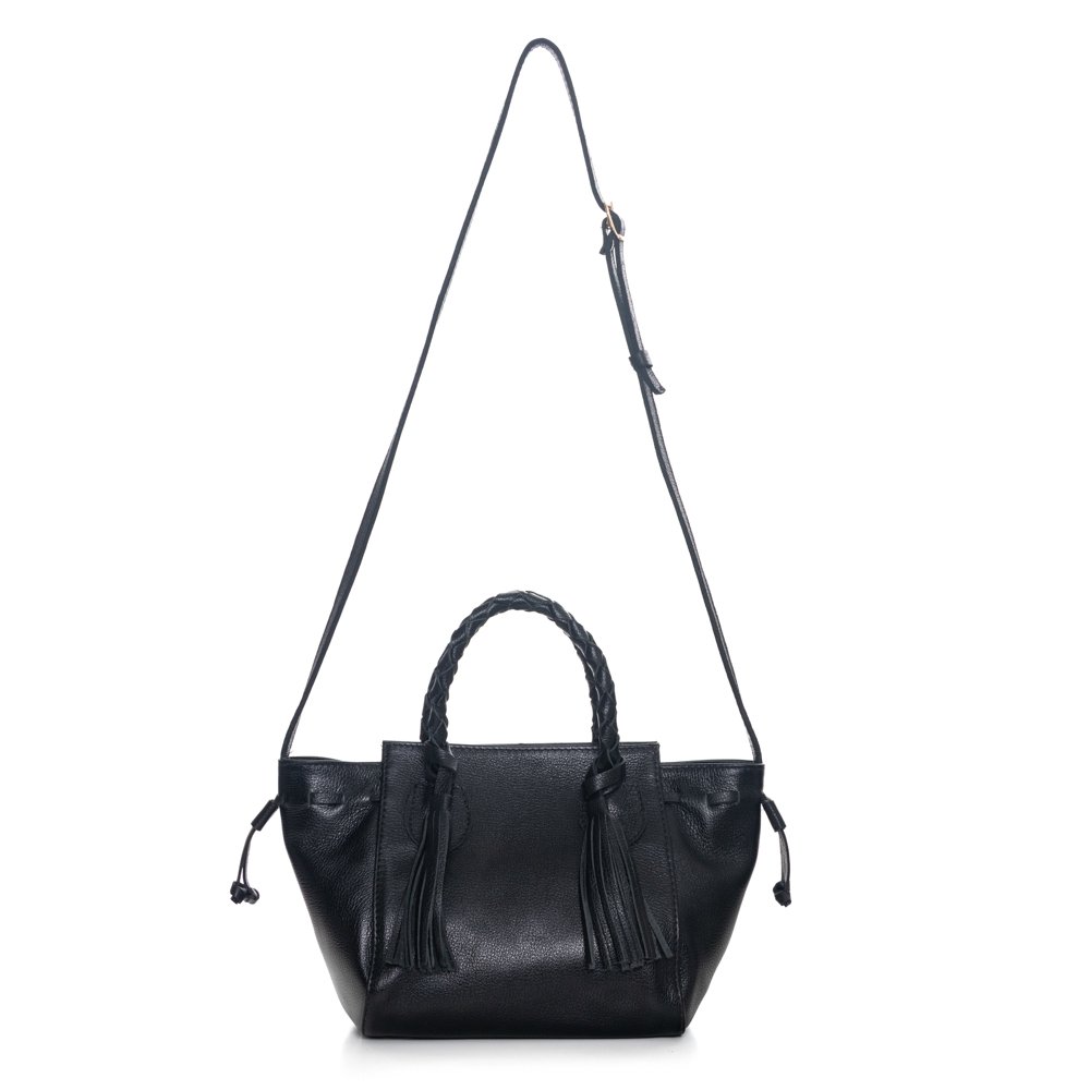 Bolsa Em Couro Alça De Mão e Ombro Terina Preto Preto 2