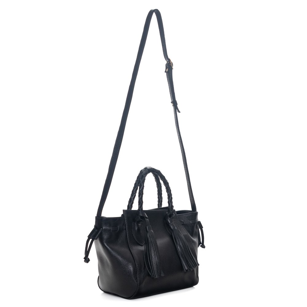 Bolsa Em Couro Alça De Mão e Ombro Terina Preto Preto 3