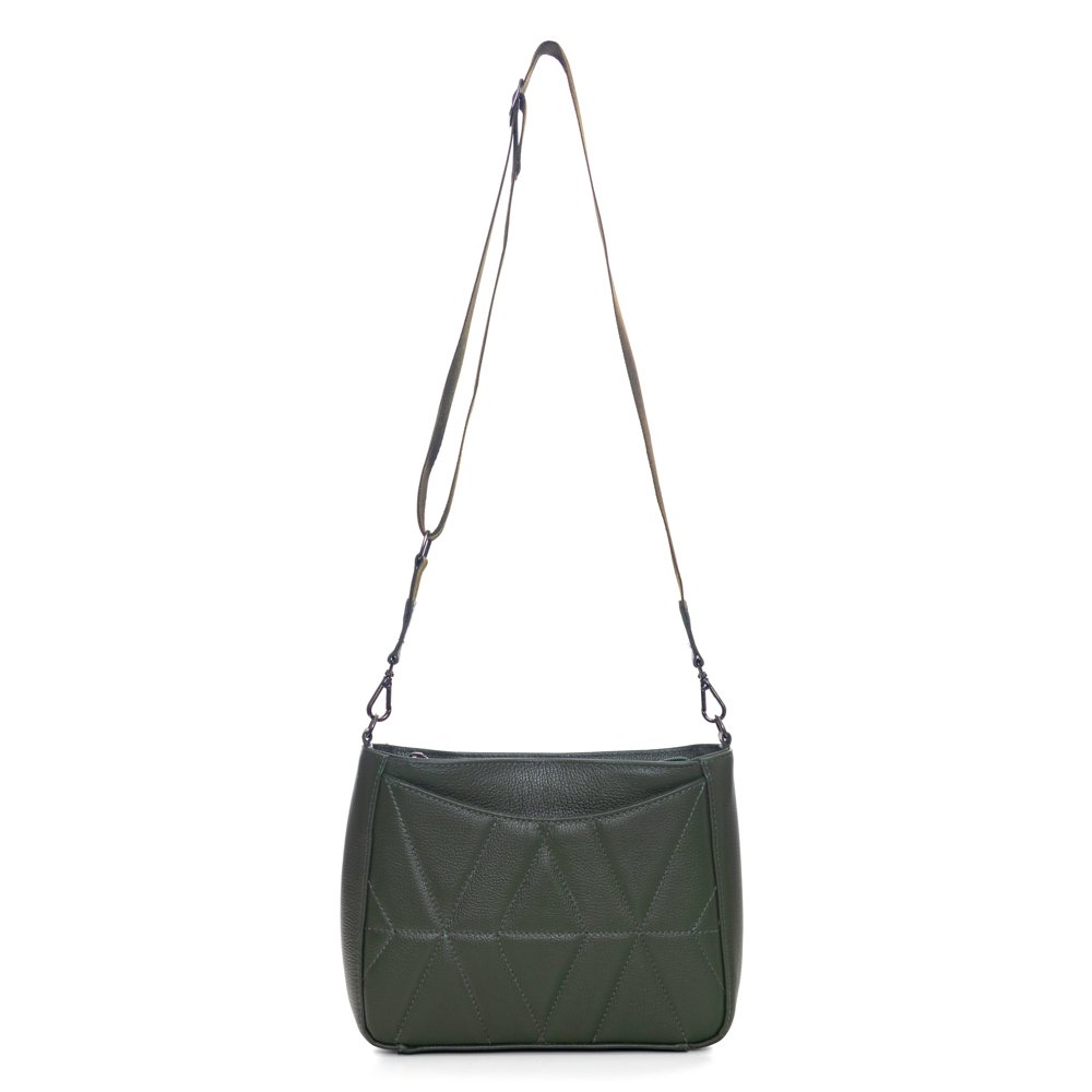 Bolsa Em Couro E Alça De Cadarço Lozana Militar Verde Militar 2