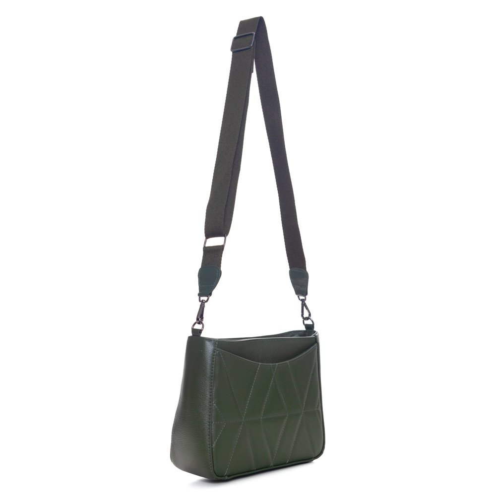 Bolsa Em Couro E Alça De Cadarço Lozana Militar Verde Militar 3