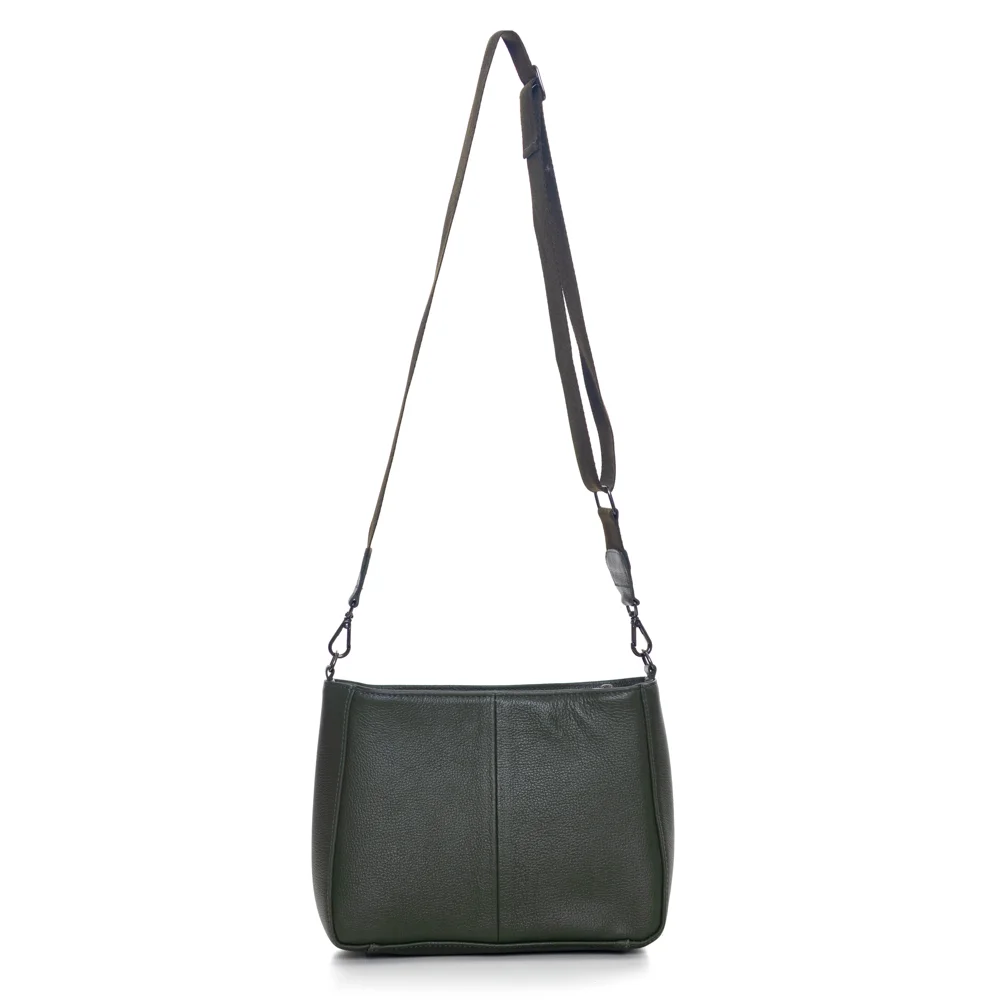 Bolsa Em Couro E Alça De Cadarço Lozana Militar Verde Militar 4