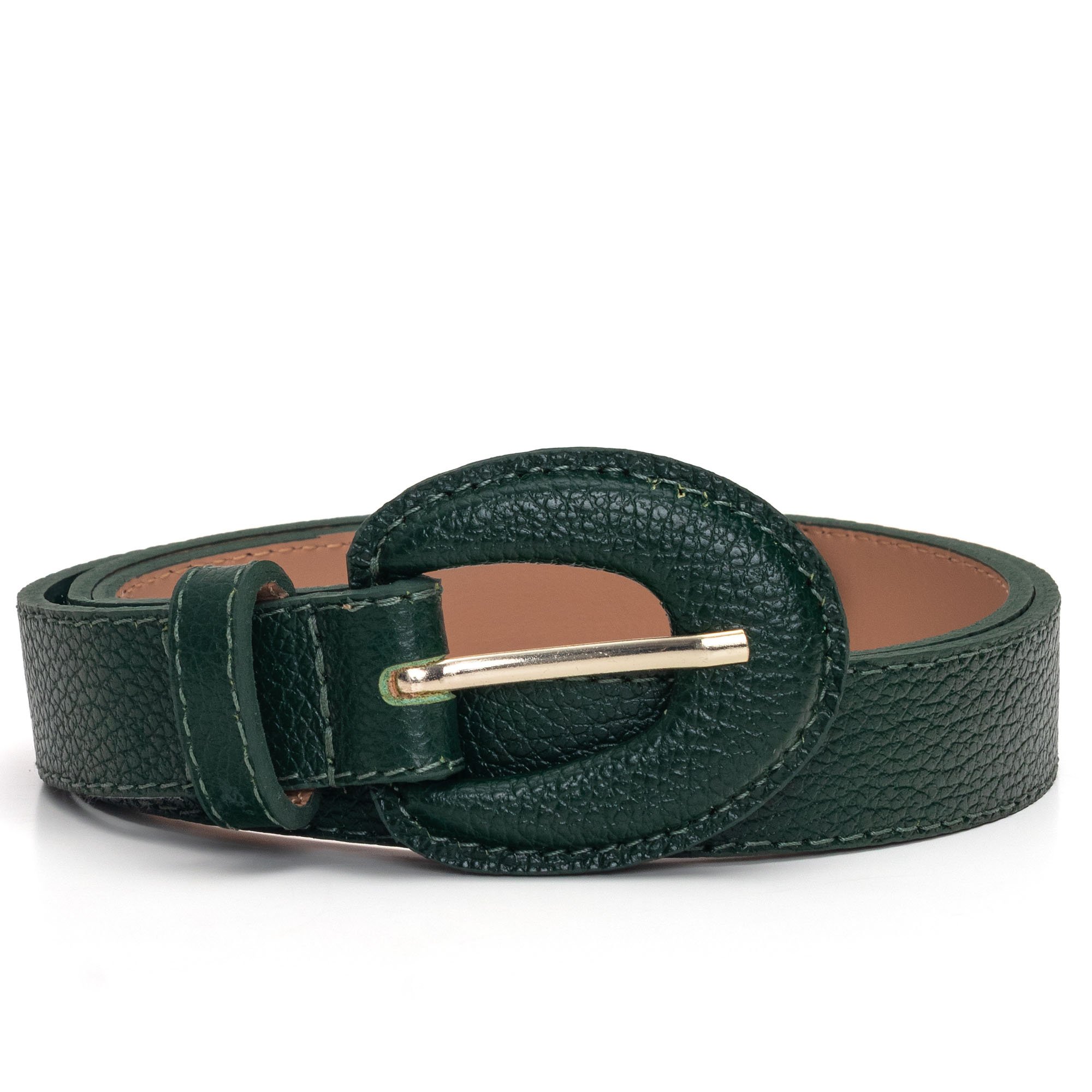 Cinto Em Couro Fivela Encapada Lizet Verde