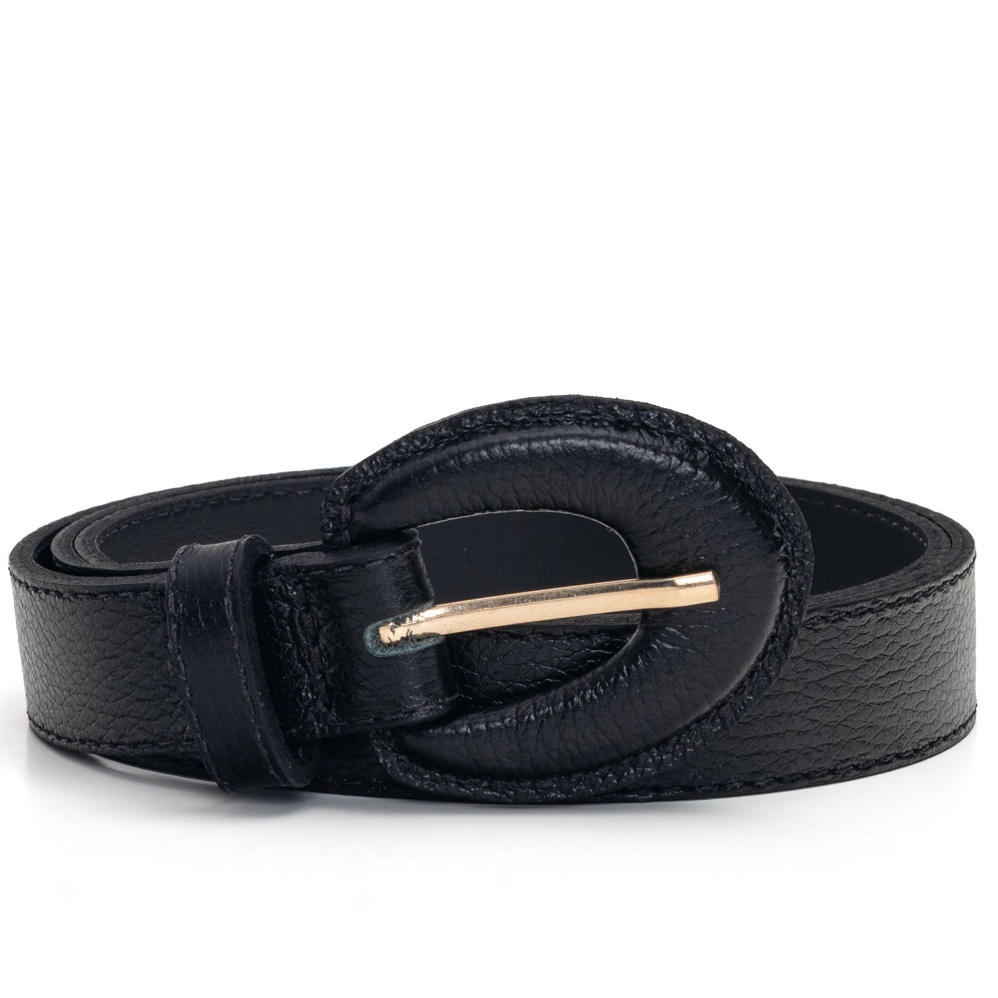 Cinto Em Couro Fivela Encapada Lizet Preto