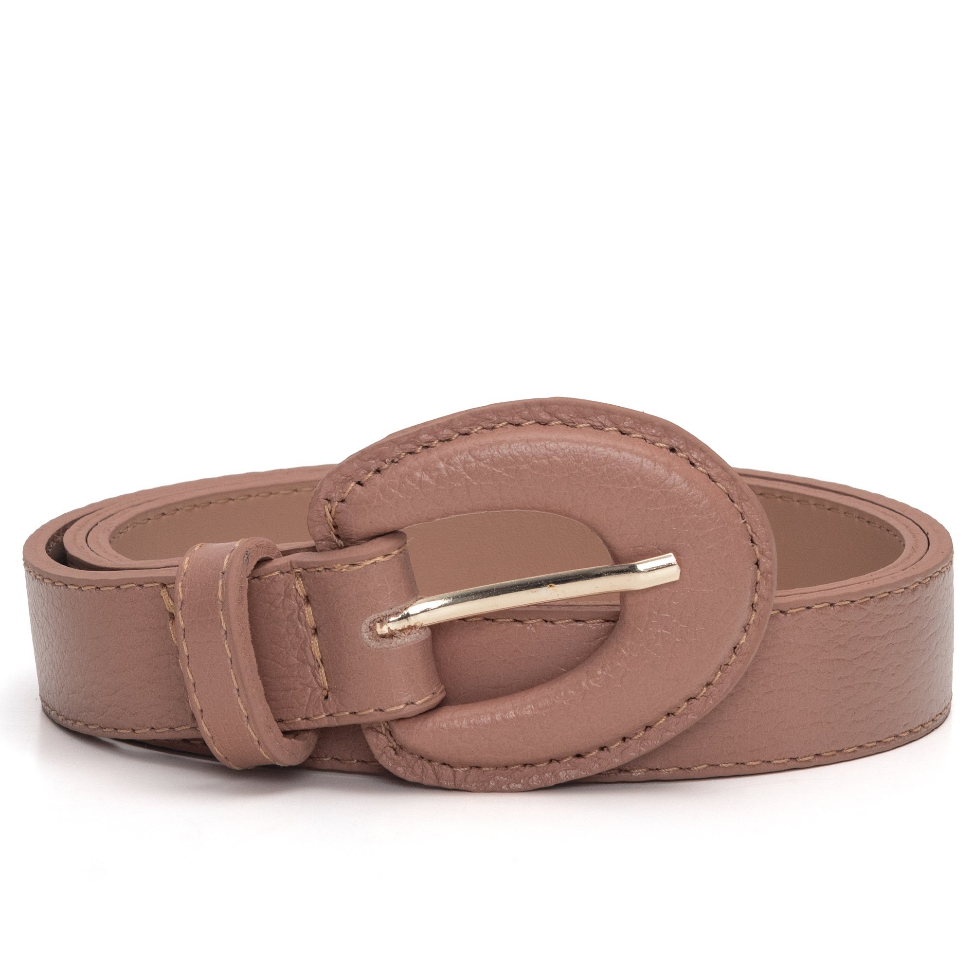 Cinto Em Couro Fivela Encapada Lizet Nude