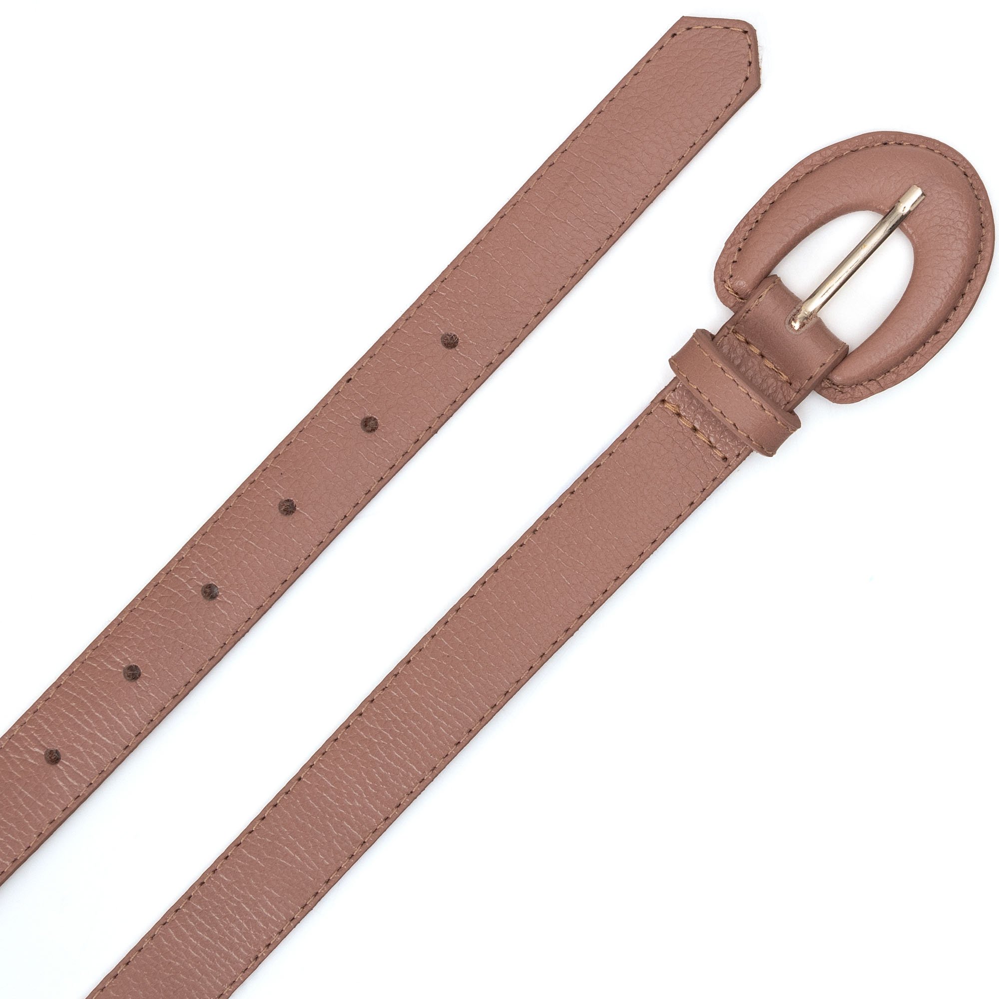 Cinto Em Couro Fivela Encapada Lizet Nude Bege 2