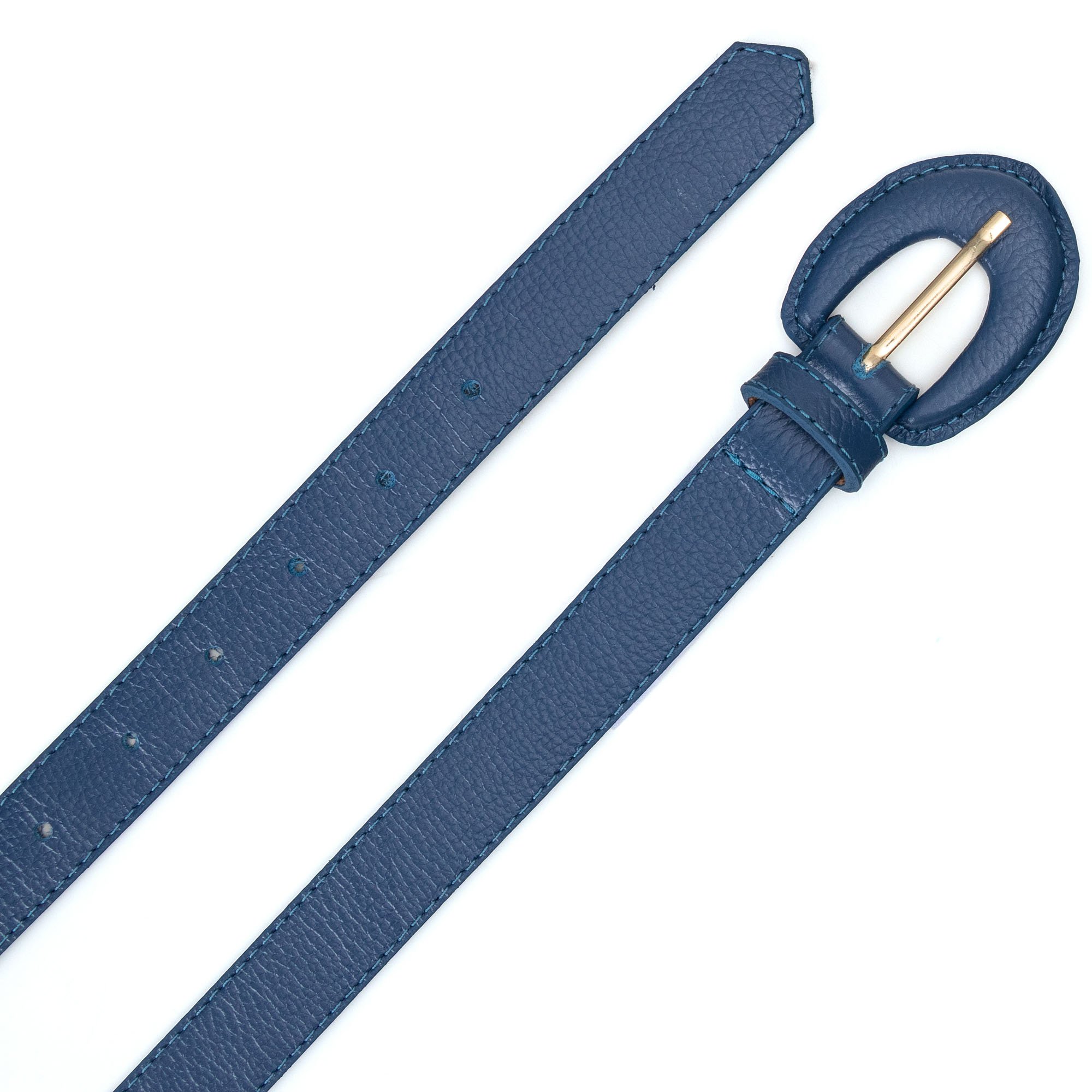 Cinto Em Couro Fivela Encapada Lizet Azul Azul 2