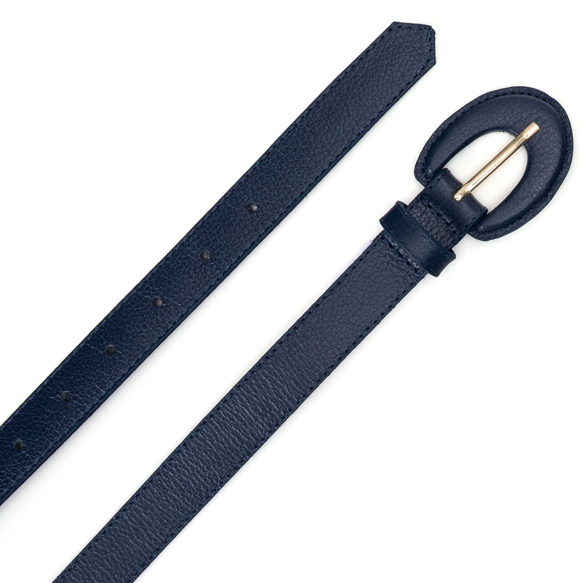 Cinto Em Couro Fivela Encapada Lizet Marinho Azul 2