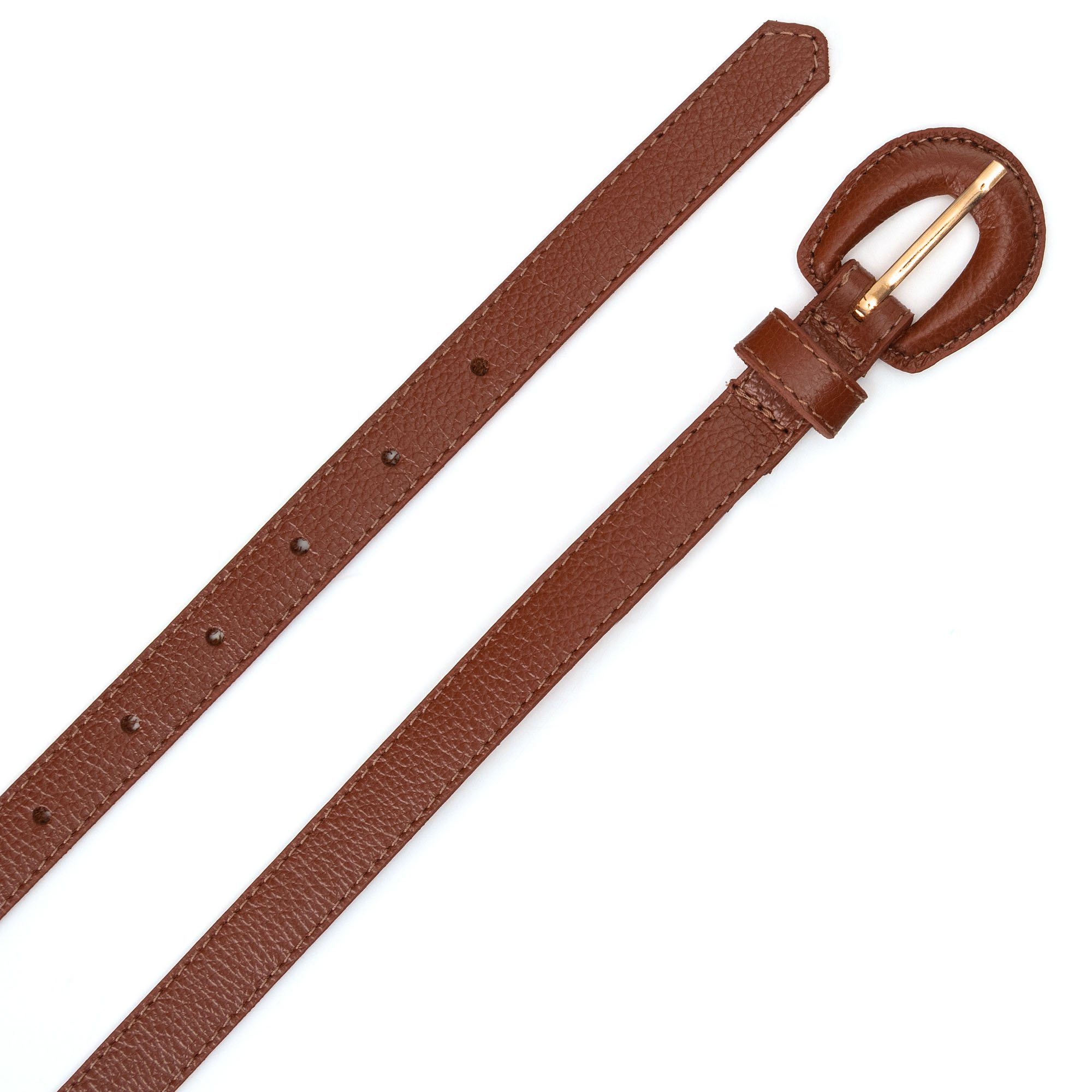 Cinto Em Couro Fivela Forrada E Pespontado Linê Caramelo Marrom 2