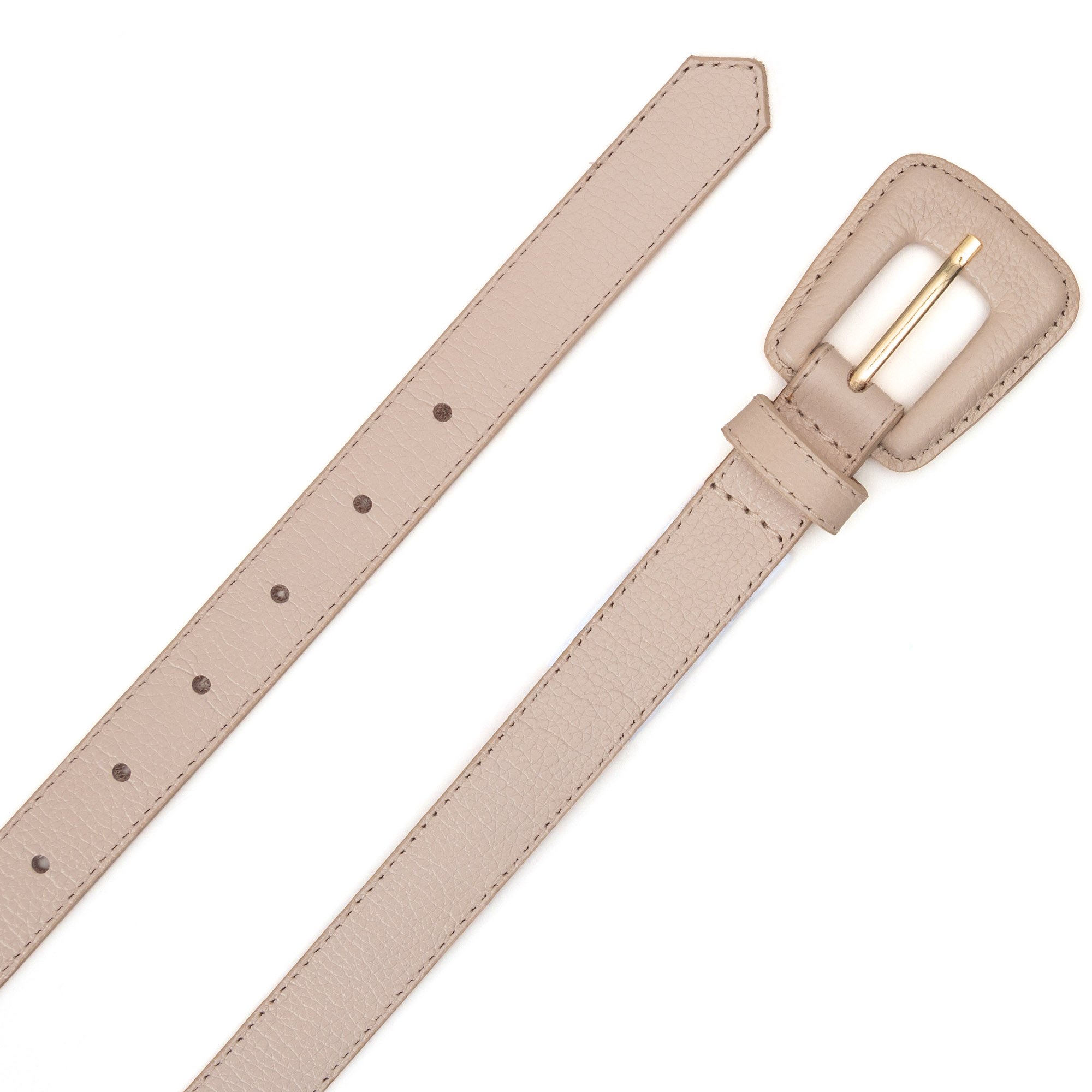 Cinto Couro Fivela Forrada Retangular Bruny - Creme Bege 2