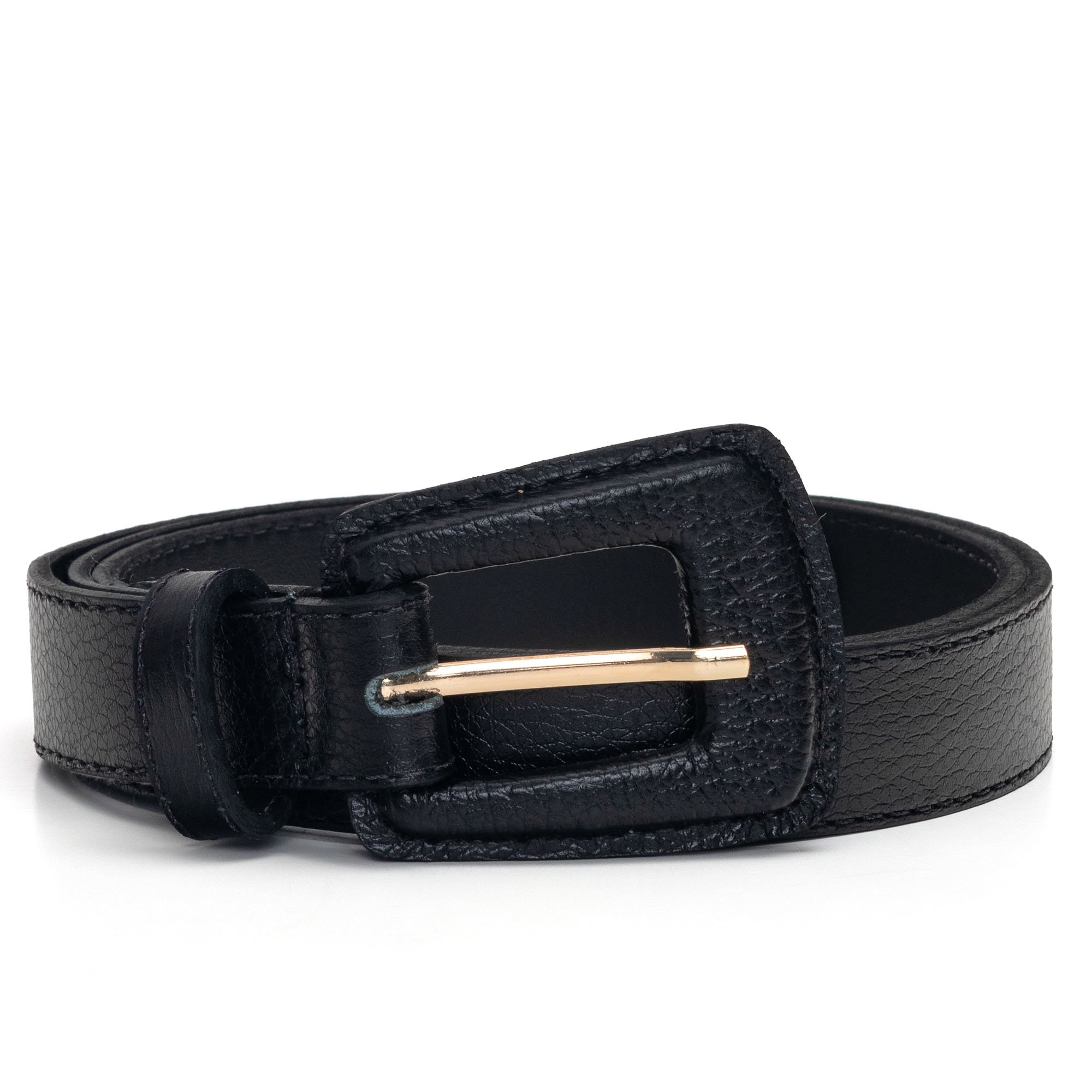 Cinto Couro Fivela Forrada Retangular Bruny - Preto
