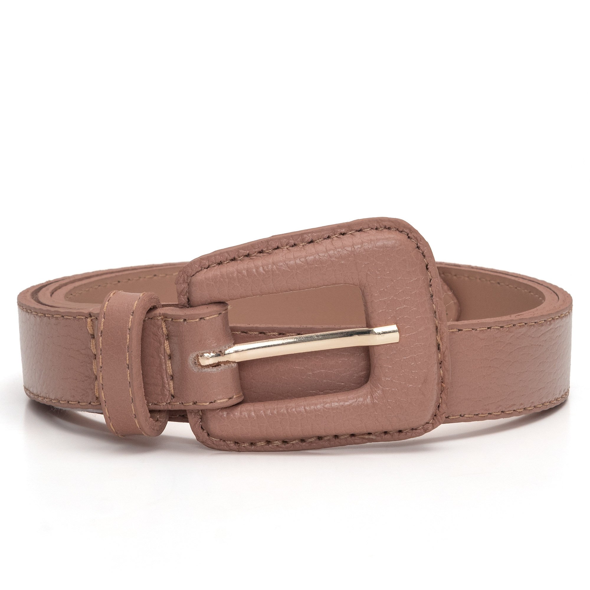 Cinto Couro Fivela Forrada Retangular Bruny - Nude