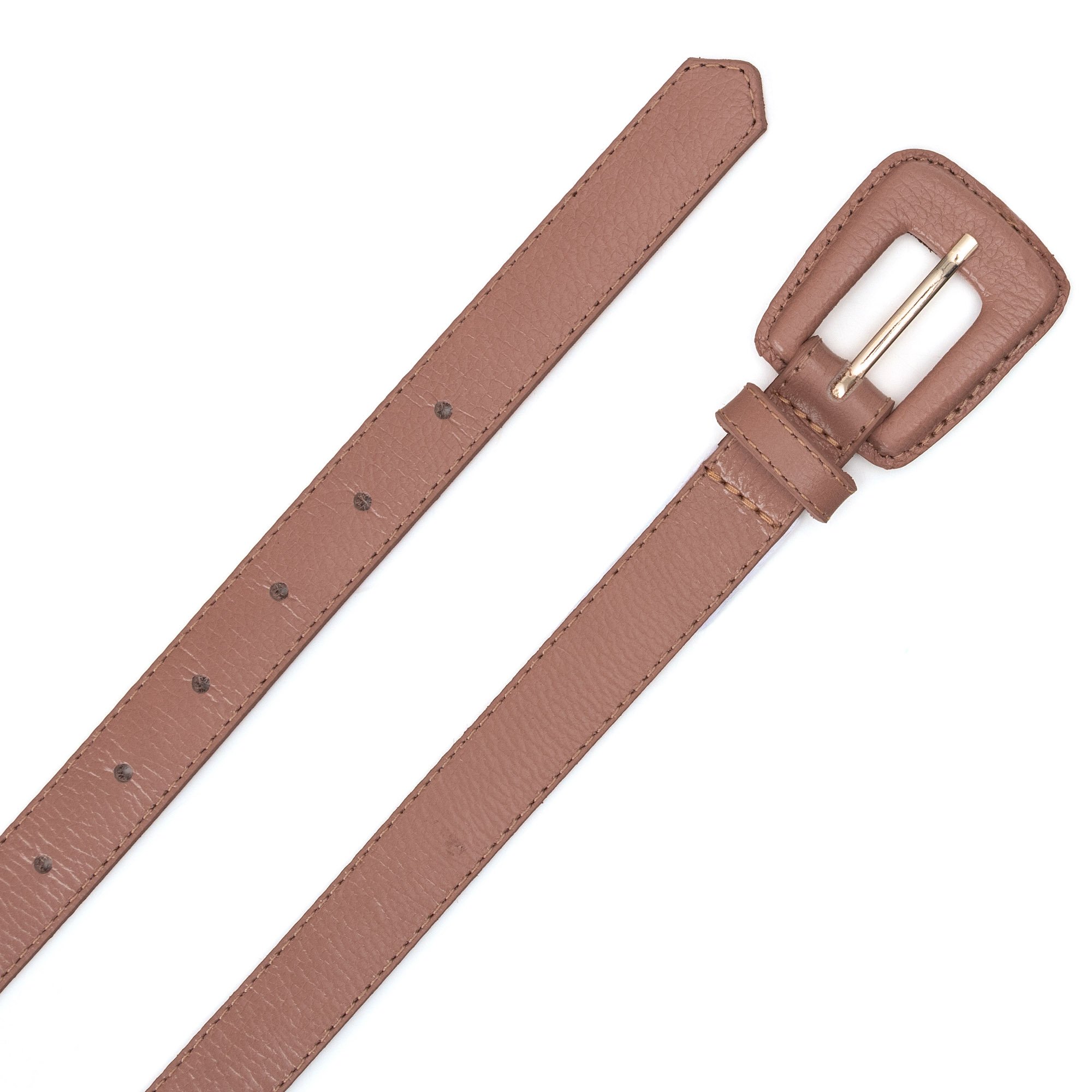 Cinto Couro Fivela Forrada Retangular Bruny - Nude Marrom 2