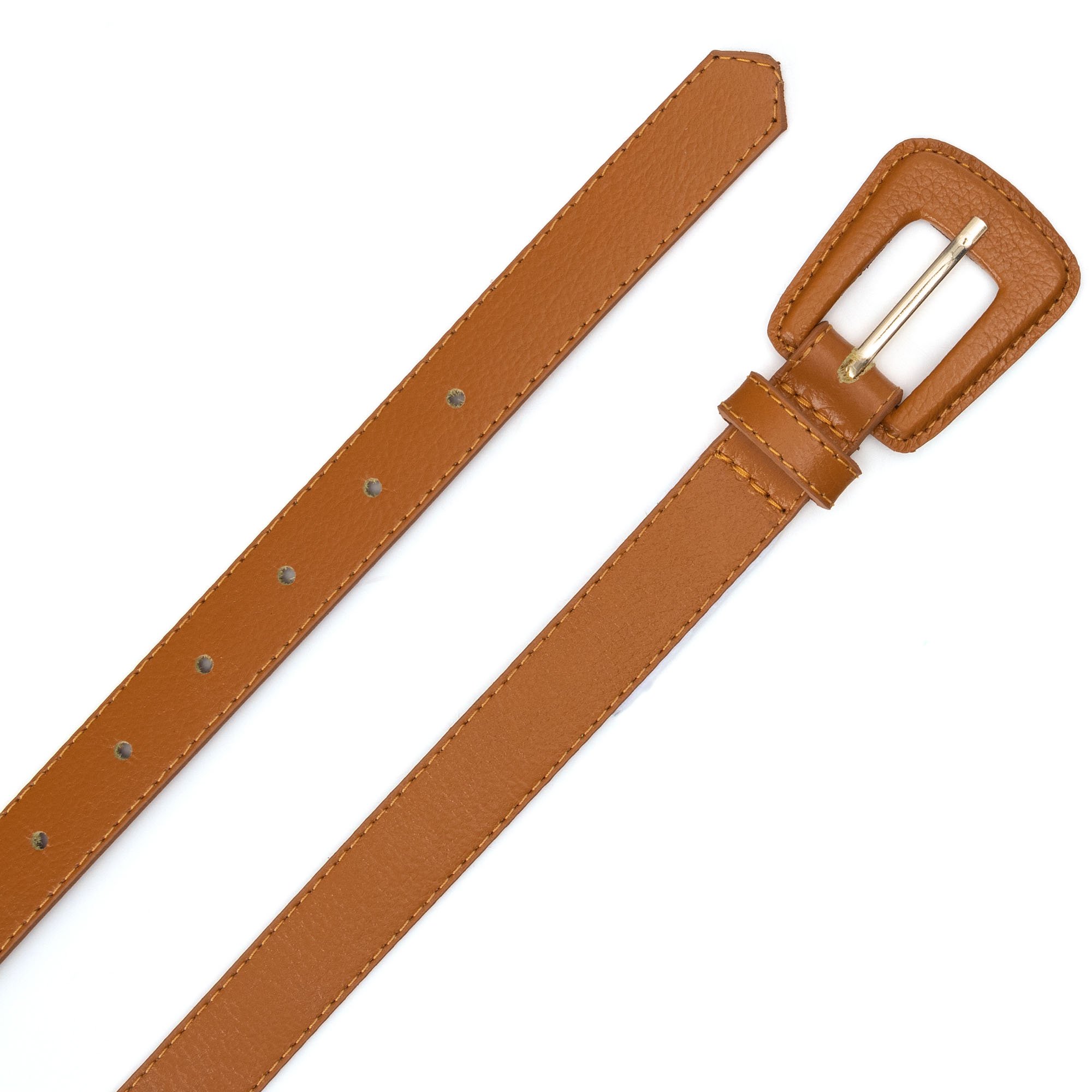 Cinto Couro Fivela Forrada Retangular Bruny - Amarelo Marrom 2