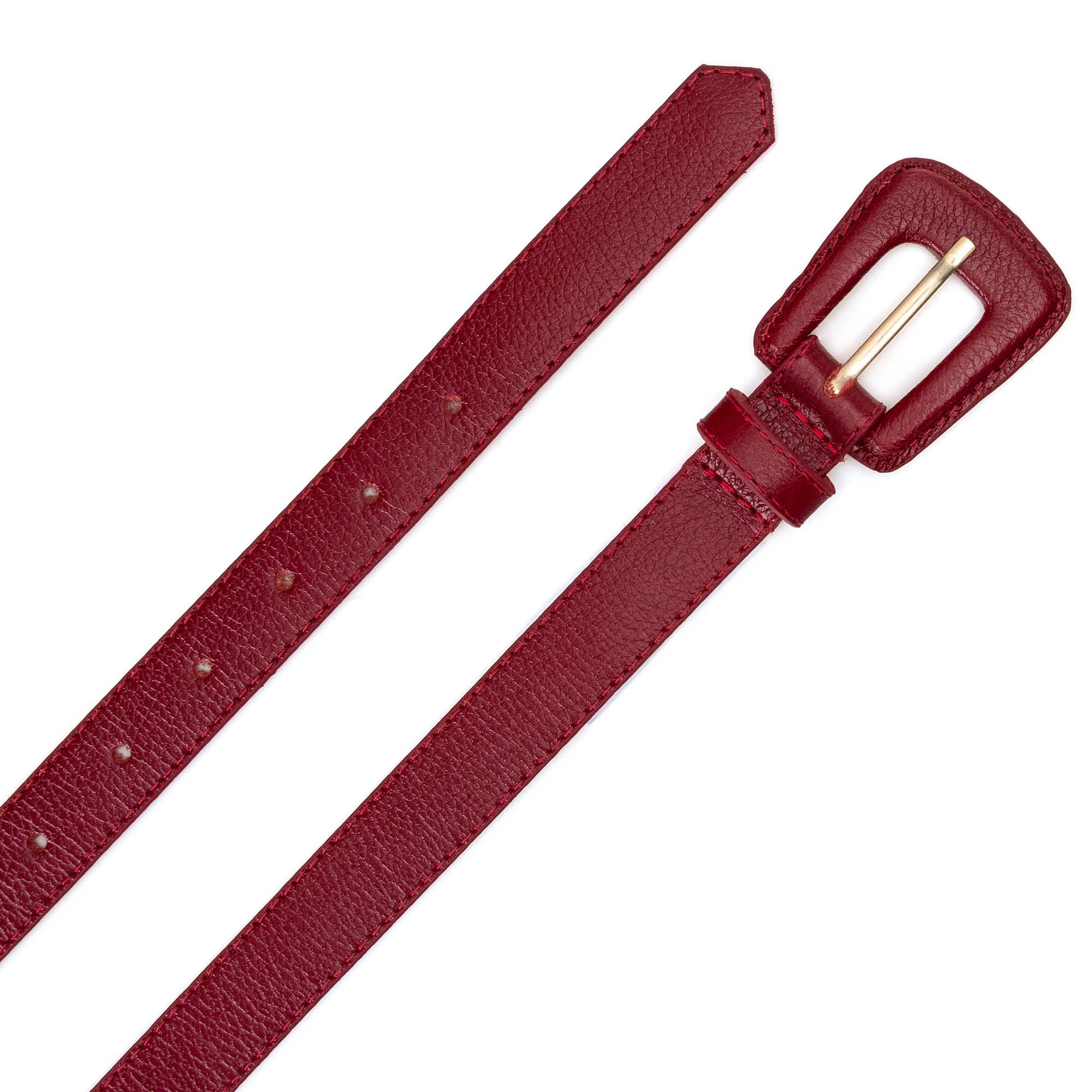 Cinto Couro Fivela Forrada Retangular Bruny - Cereja Vermelho 2