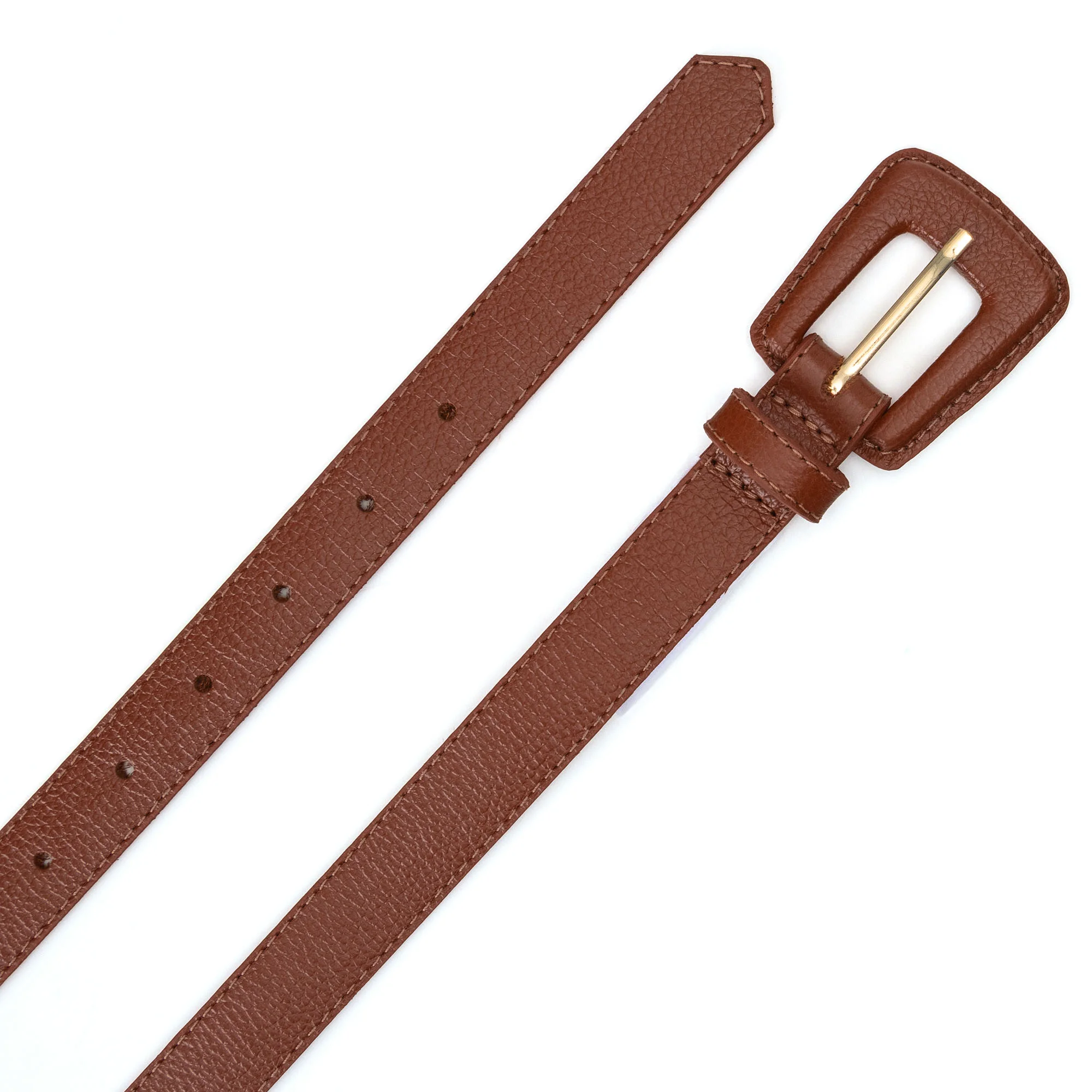 Cinto Couro Fivela Forrada Retangular Bruny - Caramelo Marrom 2